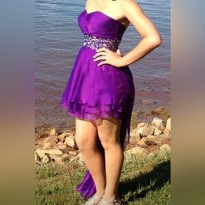 Alyce Women's sz 4 Purple High Low Hilo Prom Dress B'Dazzle Homecoming Cocktail